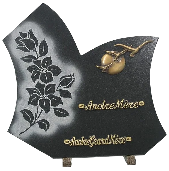 Plaque 15 en noir fin avec décor fleur et bronze oiseau
