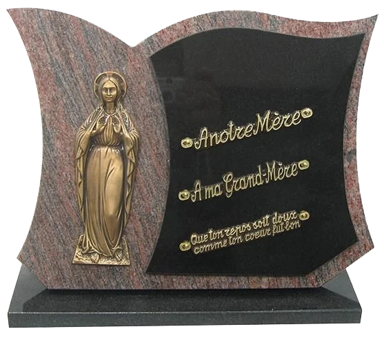 Plaque 16 en rose d'Alva avec doublure en granit noir et bronze