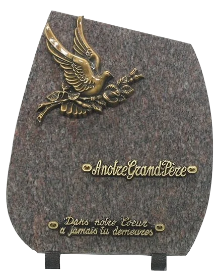 Plaque 20 en rose d'Alva avec décor bronze colombe sur branche