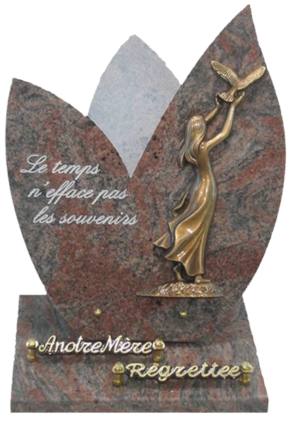 Plaque 25 en granit Himalaya avec décor femme et colombe