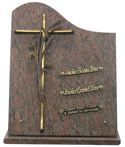 Plaque 43 en rose d'Alva avec bronze croix et blé