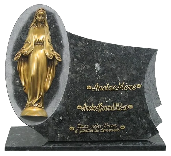 Plaque 80 en labrador bleu avec vierge contour dépoli