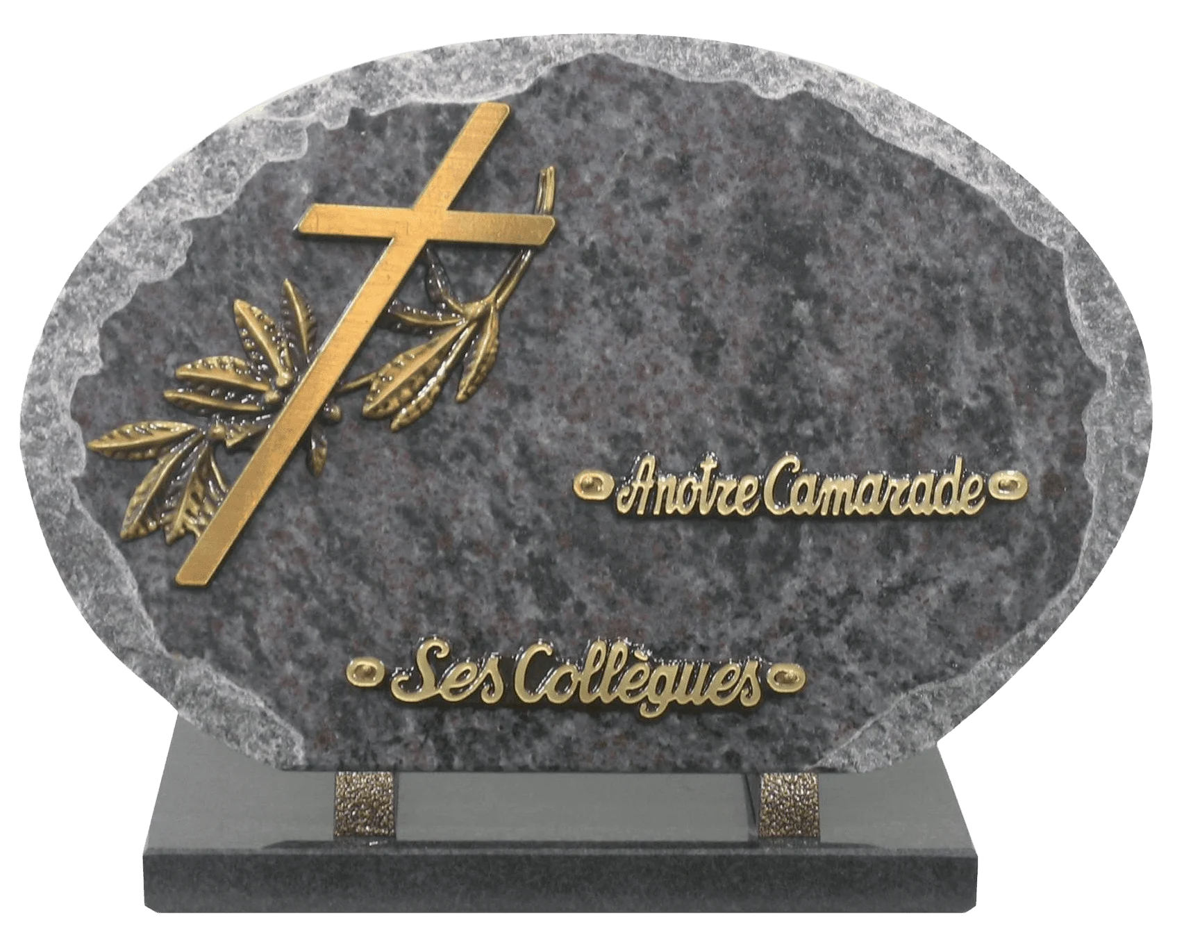 Plaque 30 éclatée en granit labrador bleu avec décor croix