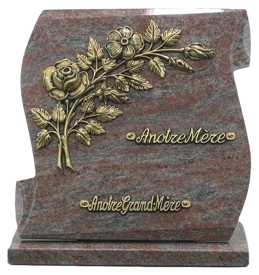 Plaque 301 en granit Himalaya avec décor bronze fleur