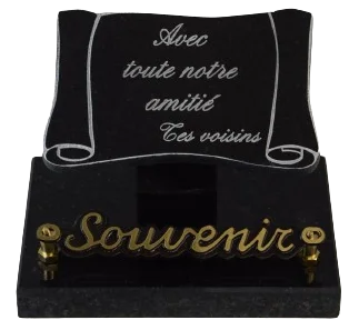 Plaque parchemin en granit noir fin 808.1 avec inter bronze