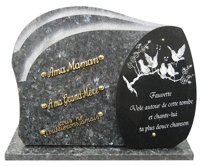 Plaque 27FAUV en labrador bleu doublure noir fin décor oiseaux