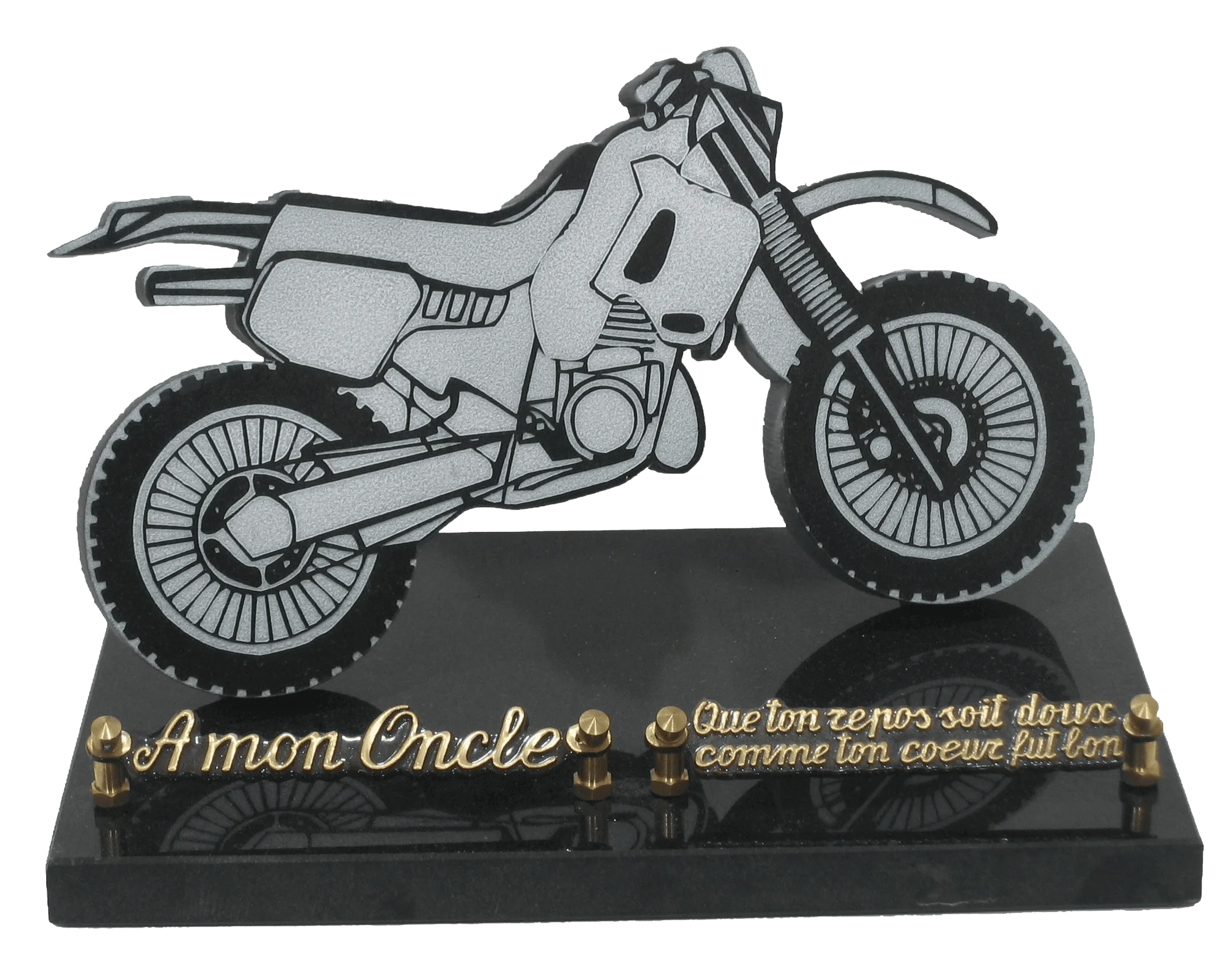 Plaque 30x17 en granit découpée moto cross