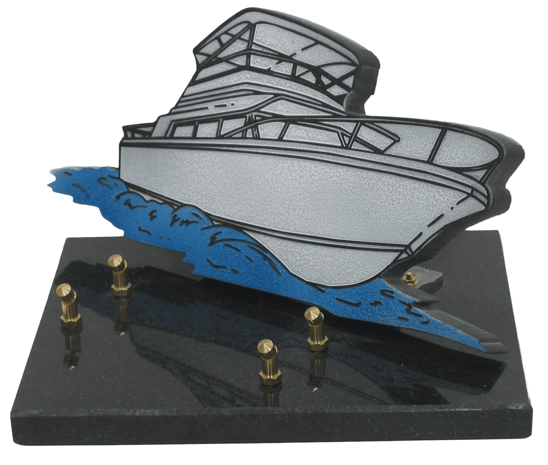 Plaque bateau en granit noir découpée 30x15 cm