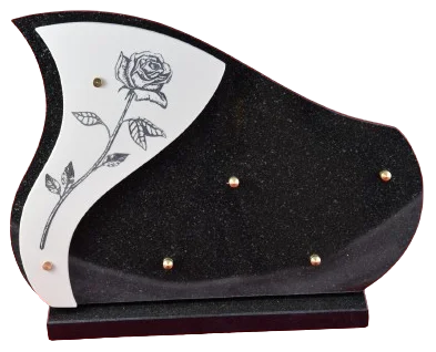 Plaque 1107R en granit noir fin doublure céramique décor rose