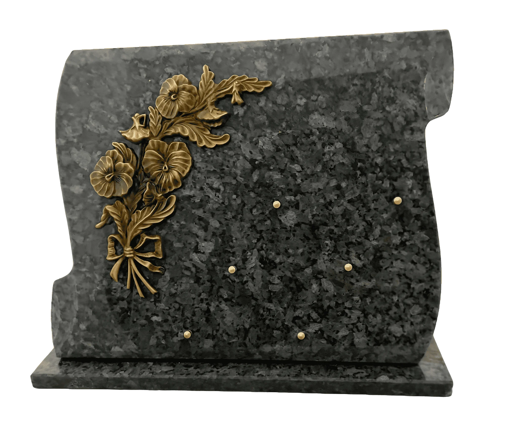 Plaque funéraire 303 parchemin labrador bleu avec bronze fleur